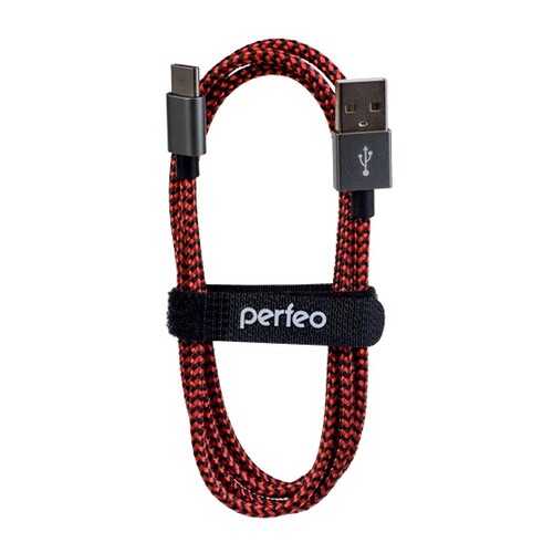 Кабель Perfeo USB2.0 A вилка - USB Type-C вилка, черно-красный, длина 1 м. (U4901) в Связной