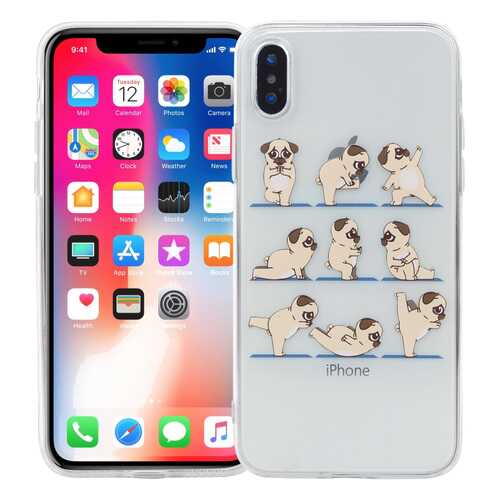 Чехол KAWAI для iPhone X/XS Мопсы йоги в Связной