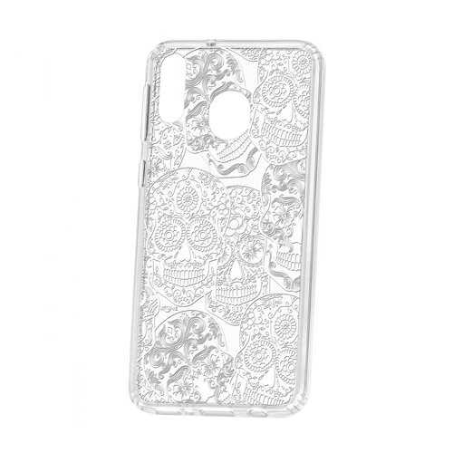 Чехол Kruche Samsung Galaxy M20 Print Skull White в Связной