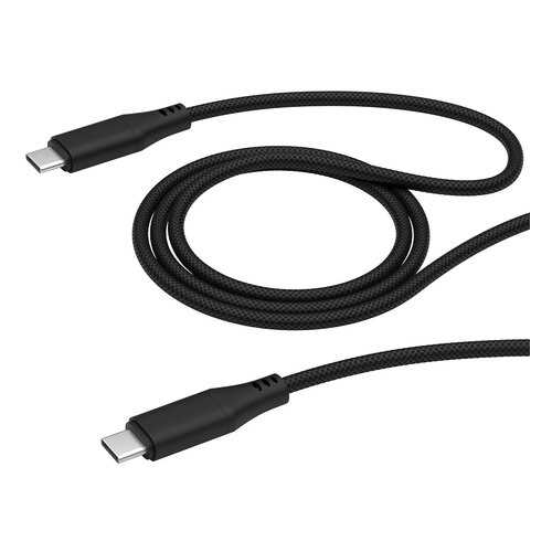 Кабель DEPPA USB-C - USB-C, 5A, 100W, 1м, ткань, черный/72284 в Связной