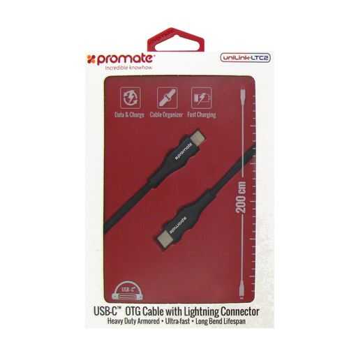 Кабель Promate USB Type-C to Lightning Promate uniLink-LTC2 (2m) black в Связной