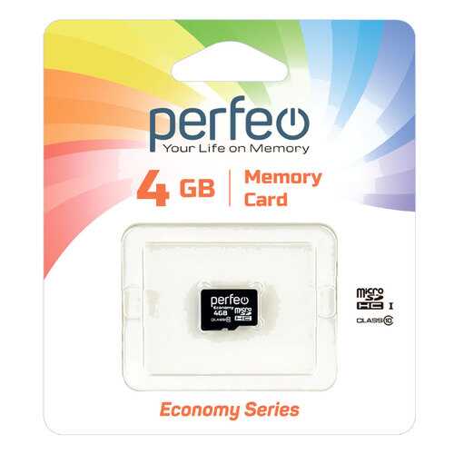 Карта памяти Perfeo microSD 4GB High-Capacity (Class 10) без адаптера economy series в Связной