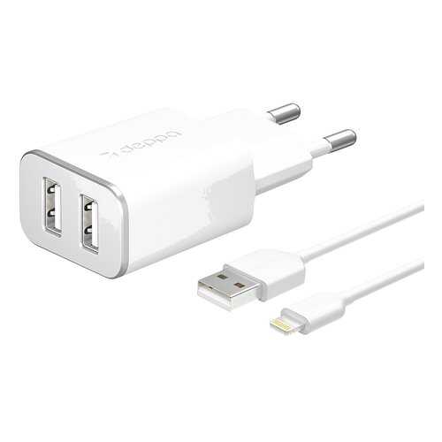 Сетевое зарядное устройство Deppa 2 USB 2,4A White в Связной