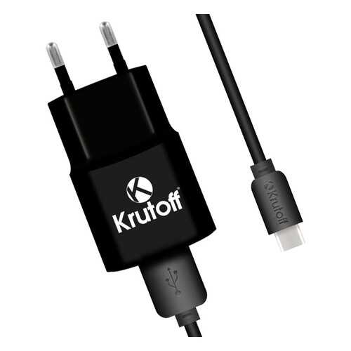 Сетевое зарядное устройство Krutoff CH-01C 1xUSB, 1A + кабель USB Type-C (black) в Связной